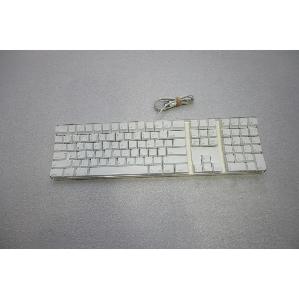 Apple Keyboard Computer OS X A1048 White Clear USB Wired Numeric Good